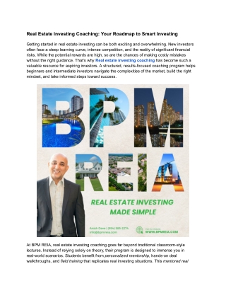 Real Estate Investing Coaching