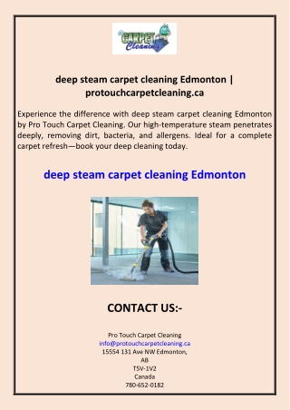 deep steam carpet cleaning Edmonton protouchcarpetcleaning.ca