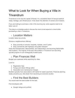 What to Look for When Buying a Villa in Trivandrum