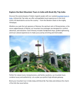 Explore the Best Mountain Tours in India with Book My Trip India