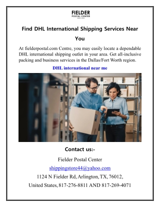 Find DHL International Shipping Services Near You