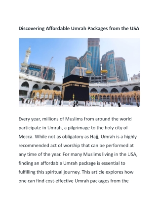 Discovering Affordable Umrah Packages from the USA