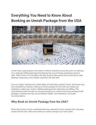 Everything You Need to Know About Booking an Umrah Package from the USA
