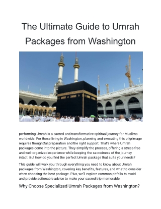 The Ultimate Guide to Umrah Packages from Washington