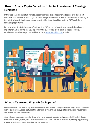 How to Start a Zepto Franchise in India Investment & Earnings Explained