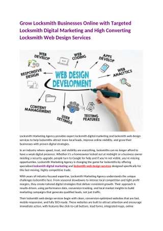 Grow Locksmith Businesses Online with Targeted Locksmith Digital Marketing and High Converting Locksmith Web Design Serv