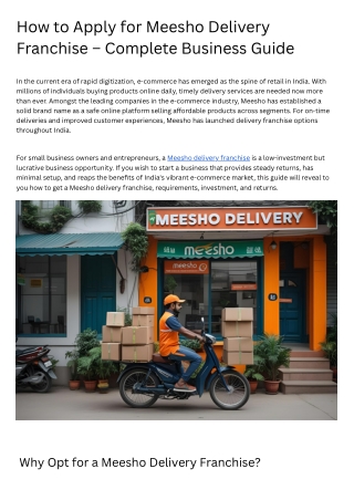 How to Apply for Meesho Delivery Franchise – Complete Business Guide