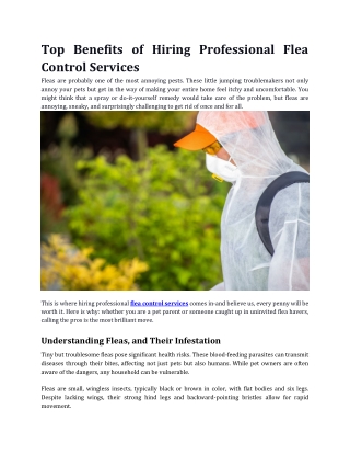 Top Benefits of Hiring Professional Flea Control Services