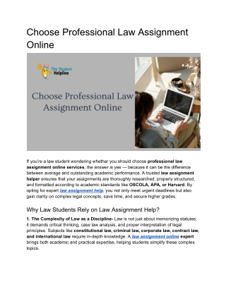 Choose Professional Law Assignment Online