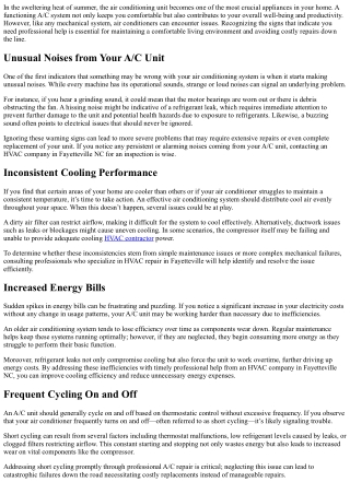 Signs That Indicate You Need Professional Help with Your A/C Unit.