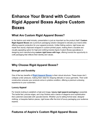 Enhance Your Brand with Custom Rigid Apparel Boxes Aspire Custom Boxes