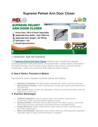 Supreme Pelmet Arm Door Closer