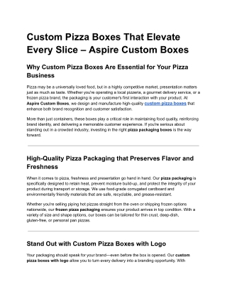 Custom Pizza Boxes That Elevate Every Slice – Aspire Custom Boxes
