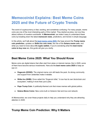Memecoinist: Exploring the Future of Meme Coins in 2025