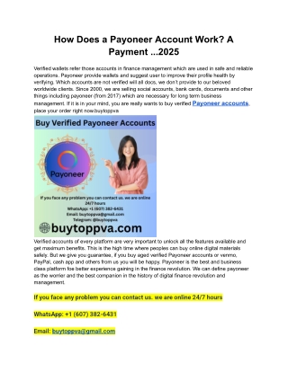How Does a Payoneer Account Work