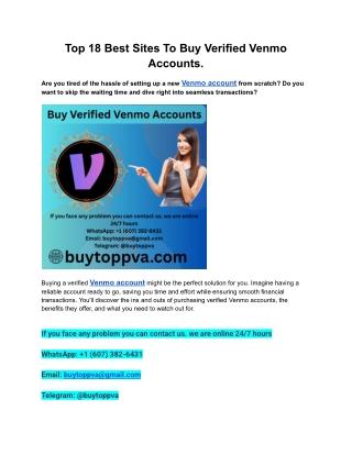 Top 18 Best Sites To Buy Verified Venmo Accounts.