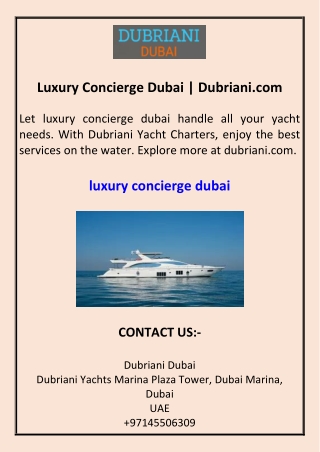 Luxury Concierge Dubai Dubriani.com