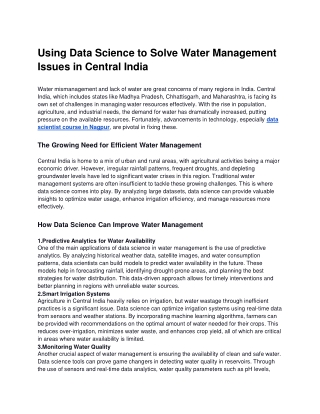 Using Data Science to Solve Water Management Issues in Central India (2)