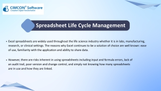 Spreadsheet life cycle management for Excel spreadsheets