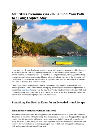Mauritius Premium Visa 2025 Guide Your Path to a Long Tropical Stay