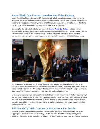 Soccer World Cup Comcast Launches New Video Package