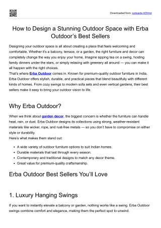 How to Design a Stunning Outdoor Space with Erba Outdoor’s Best Sellers