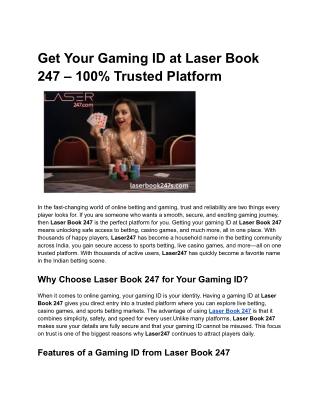 Get Your Gaming ID at Laser Book 247 – 100% Trusted Platform (3)