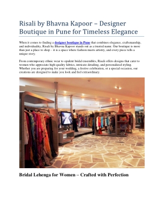 Risali by Bhavna Kapoor – Designer Boutique in Pune for Timeless Elegance