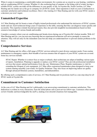 Why You Should Trust A/C Man Heating and Air with Your HVAC Needs