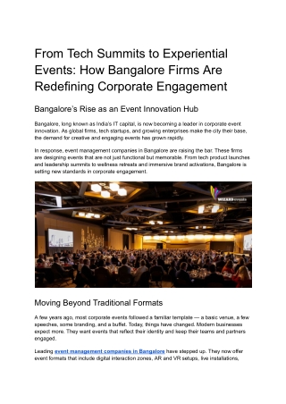 From Tech Summits to Experiential Events_ How Bangalore Firms Are Redefining Corporate Engagement