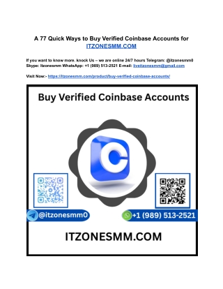 A 77 Quick Ways to Buy Verified Coinbase Accounts for ITZONESMM