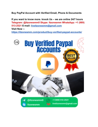 Buy PayPal Account with Verified Email, Phone & Documents