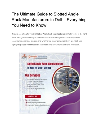 The Ultimate Guide to Slotted Angle Rack Manufacturers in Delhi