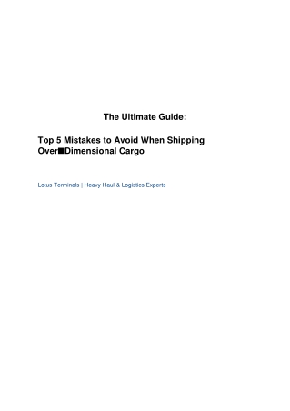Top 5 Mistakes to Avoid When Shipping Over-Dimensional Cargo