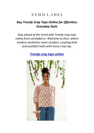 Buy Trendy Crop Tops Online for Effortless Everyday Style