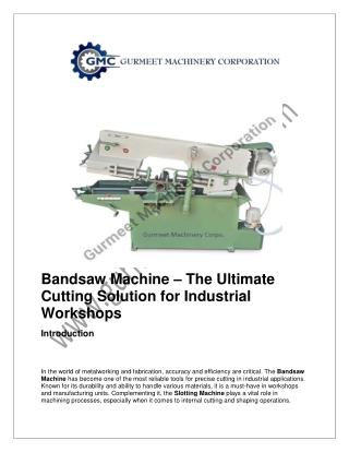 Bandsaw Machine – Precision Cutting Solutions for Industrial Applications
