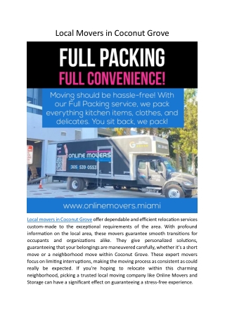 Local Movers in Coconut Grove