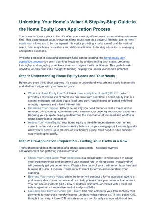 home equity loan application process