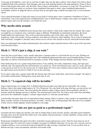 Windshield Chip Repair Myths Debunked