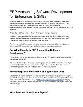 ERP Accounting Software Development for Enterprises & SMEs