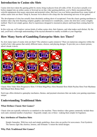 The Number Of Kinds Of Casino Slots Are There?