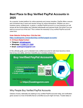 Best Place to Buy Verified PayPal Accounts in 2025