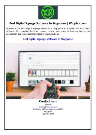 Best Digital Signage Software In Singapore | Wioplex.com