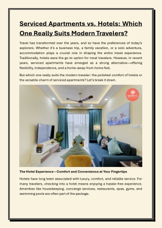 Serviced Apartments vs Hotels Which One Really Suits Modern Travelers