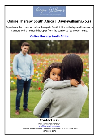 Online Therapy South Africa | Daynewilliams.co.za
