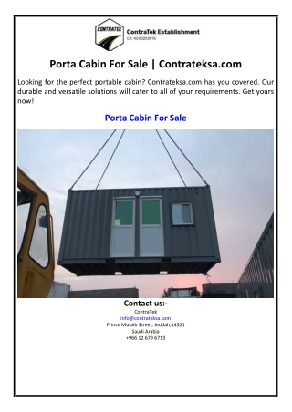 Porta Cabin For Sale | Contrateksa.com