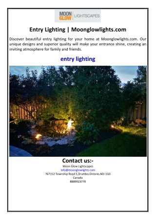 Entry Lighting | Moonglowlights.com