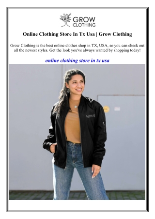 Online Clothing Store In Tx Usa  Grow Clothing