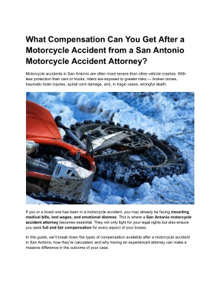 What Compensation Can You Get After a Motorcycle Accident from a San Antonio Motorcycle Accident Attorney