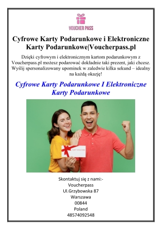 Cyfrowe Karty Podarunkowe i Elektroniczne Karty Podarunkowe|Voucherpass.pl